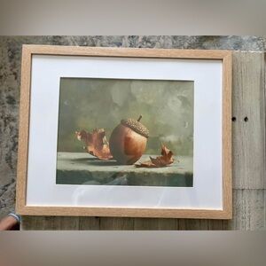 Acorn & Autumn Leaves Framed Still Life Art Print 11x14